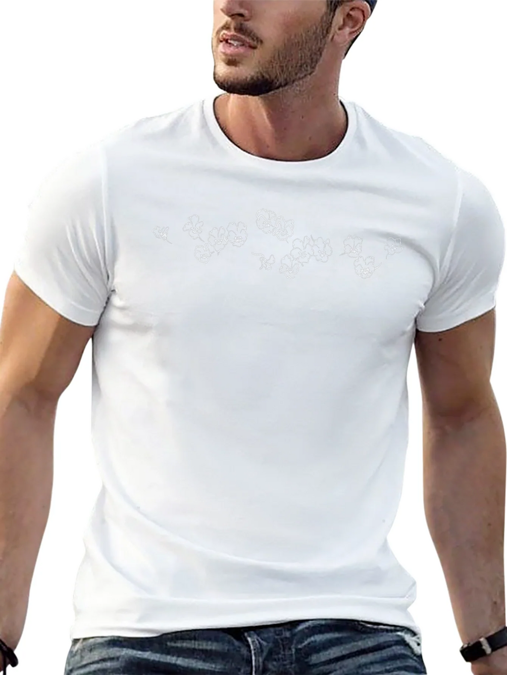 Black Floral Print T-Shirt - Casual Wear