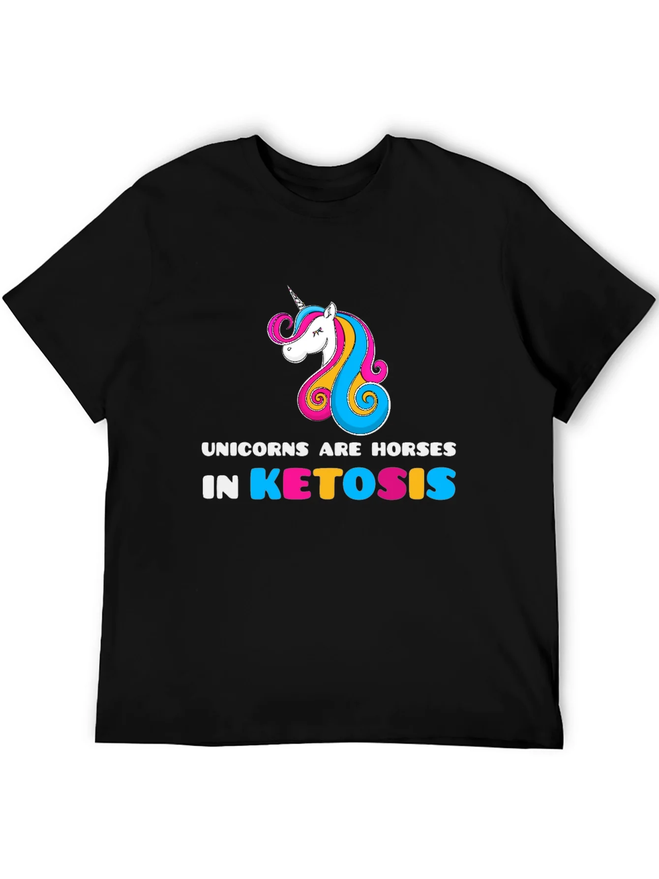 Unicorns Are Horses in Ketosis Black T-Shirt