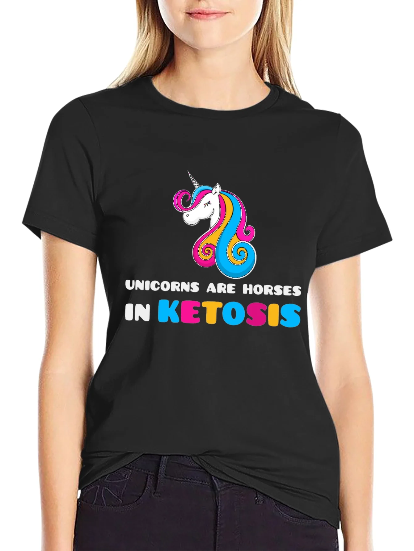 Unicorns Are Horses in Ketosis Black T-Shirt